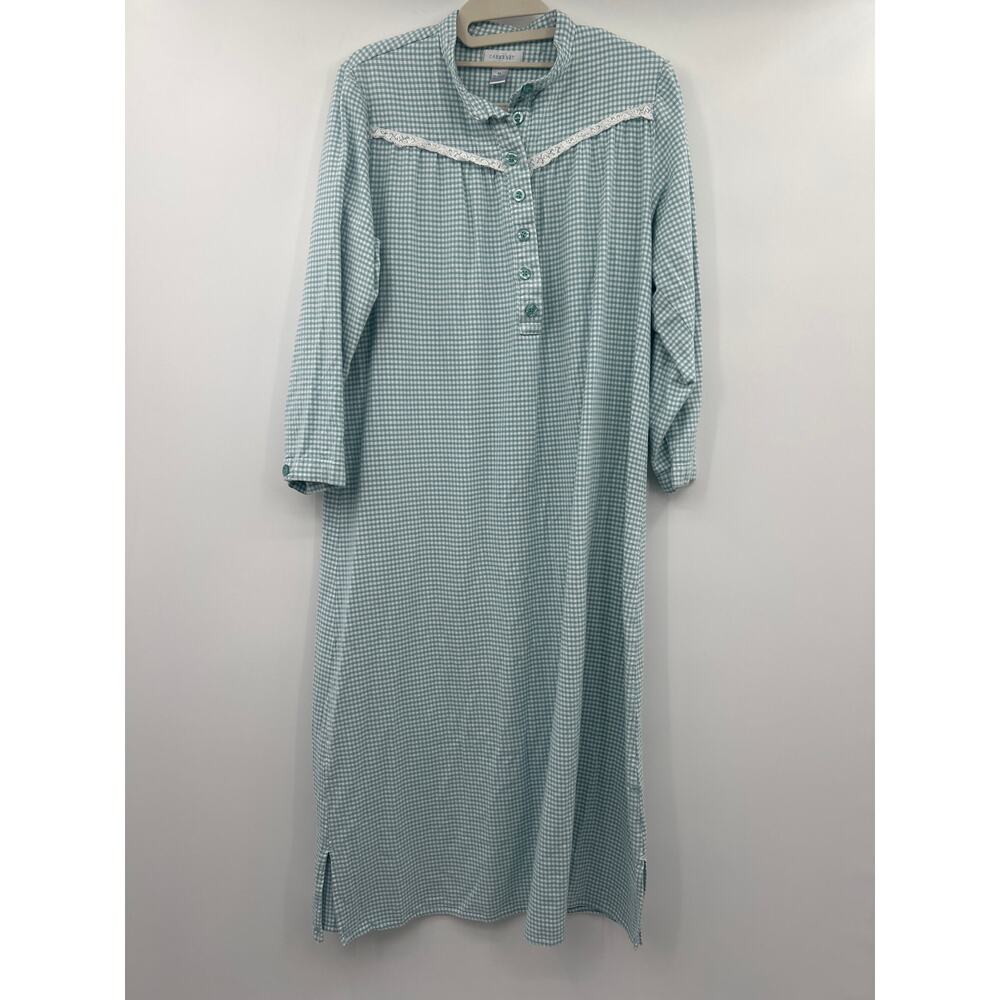 Cabernet Women’s Gingham Sleep Dress Nightgown Traditional Size M Cotton Blend